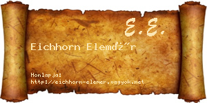 Eichhorn Elemér névjegykártya